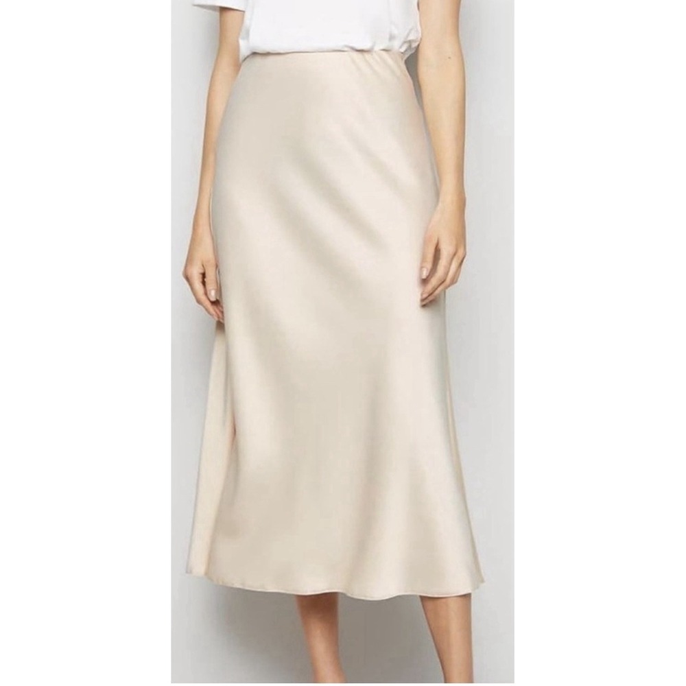 NEW! Ripe Lexie Satin Slip Midi Skirt Maternity Champagne Cream SZ S